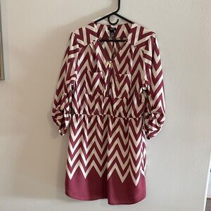 Rue21 Magenta and White Chevron Dress